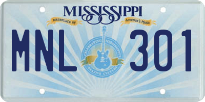 MS license plate MNL301