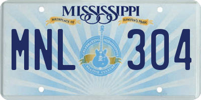 MS license plate MNL304