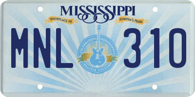 MS license plate MNL310