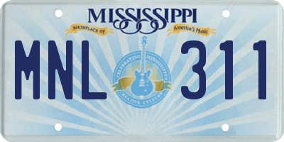 MS license plate MNL311