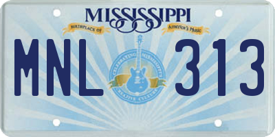 MS license plate MNL313