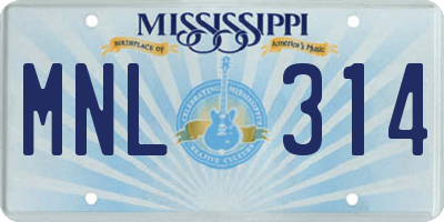 MS license plate MNL314