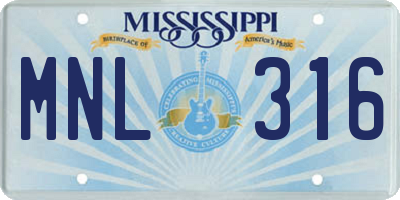 MS license plate MNL316