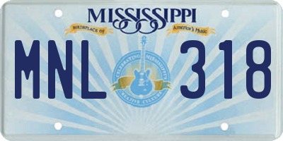 MS license plate MNL318