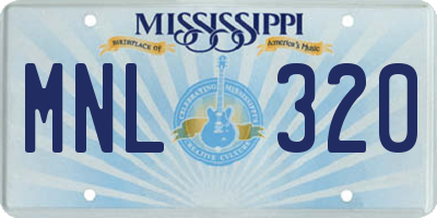 MS license plate MNL320