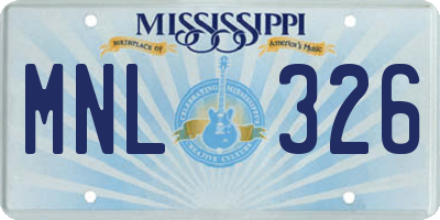 MS license plate MNL326
