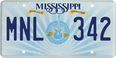 MS license plate MNL342