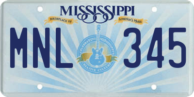 MS license plate MNL345