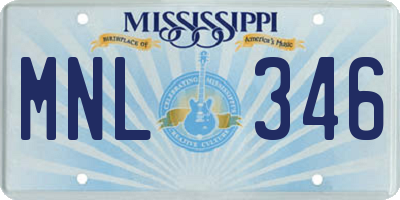 MS license plate MNL346