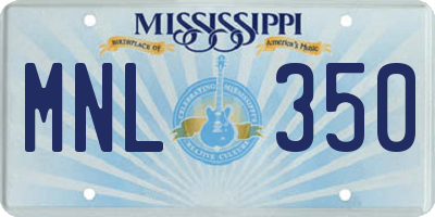 MS license plate MNL350