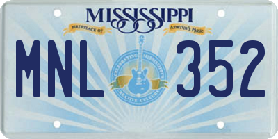 MS license plate MNL352
