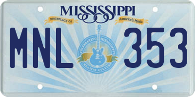 MS license plate MNL353