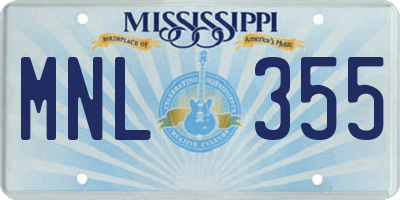 MS license plate MNL355