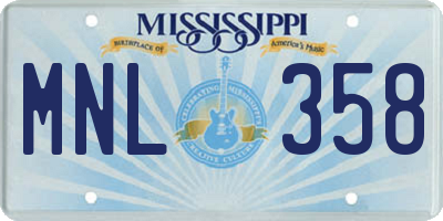 MS license plate MNL358