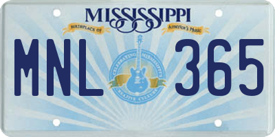 MS license plate MNL365