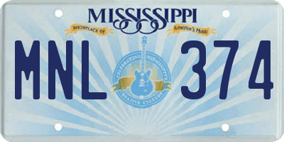 MS license plate MNL374