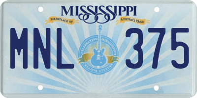 MS license plate MNL375