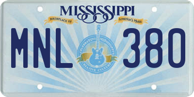 MS license plate MNL380