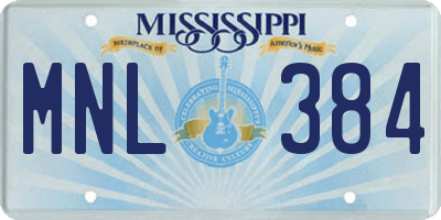 MS license plate MNL384