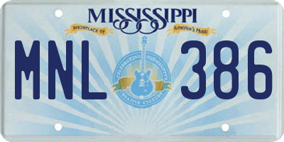 MS license plate MNL386