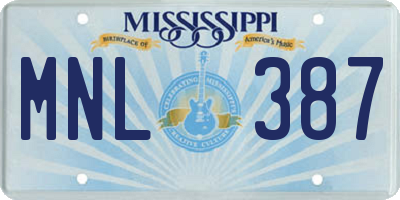 MS license plate MNL387
