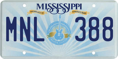 MS license plate MNL388