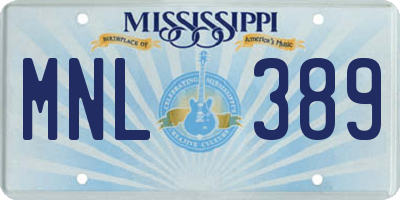 MS license plate MNL389