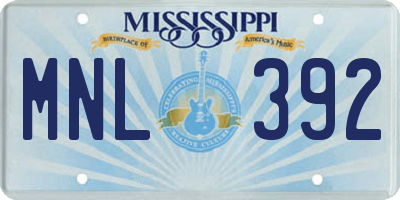 MS license plate MNL392
