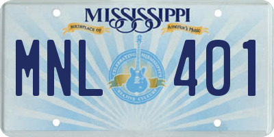 MS license plate MNL401