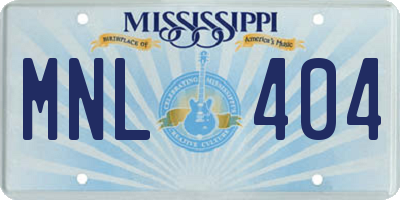 MS license plate MNL404