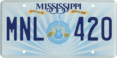 MS license plate MNL420