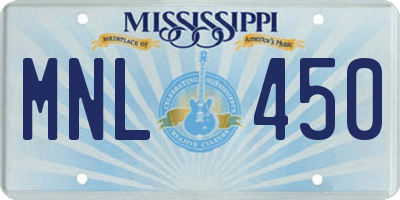 MS license plate MNL450