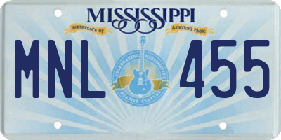MS license plate MNL455