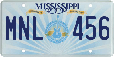 MS license plate MNL456