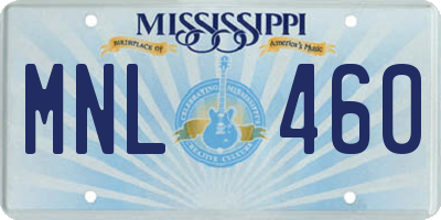 MS license plate MNL460