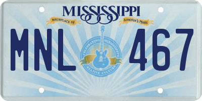MS license plate MNL467