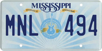 MS license plate MNL494