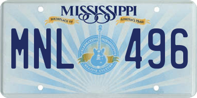 MS license plate MNL496