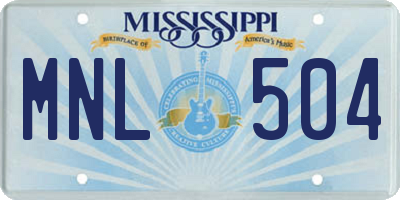 MS license plate MNL504
