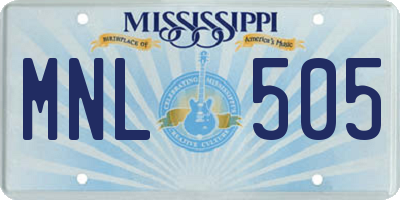 MS license plate MNL505