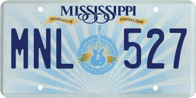 MS license plate MNL527