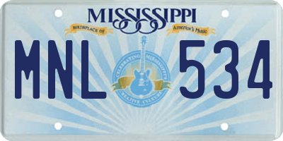 MS license plate MNL534