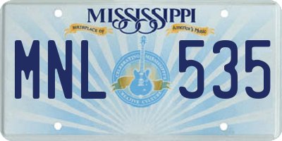 MS license plate MNL535