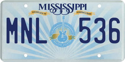 MS license plate MNL536