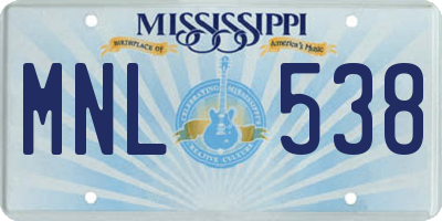 MS license plate MNL538
