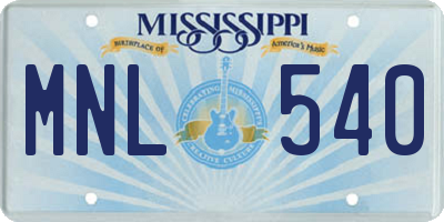 MS license plate MNL540