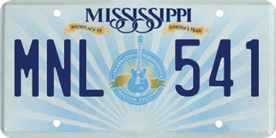 MS license plate MNL541