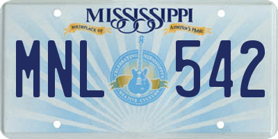 MS license plate MNL542