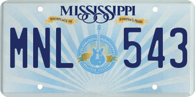 MS license plate MNL543