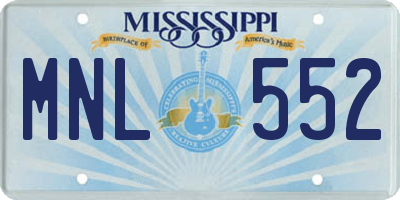 MS license plate MNL552